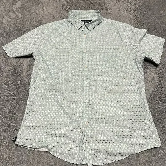 Mizzen+Main Leeward Shirt Mens Large Short Sleeve Button Up Performance Stretch - Picture 1 of 9